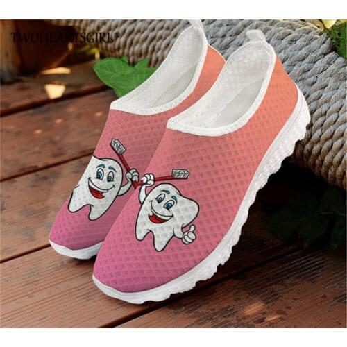 Funny Tooth Pattern Breathable Female Flats Nurse Sneakers Fashion 3D Cartoon Dentist Women Summer Mesh Shoe Zapatos Mujer