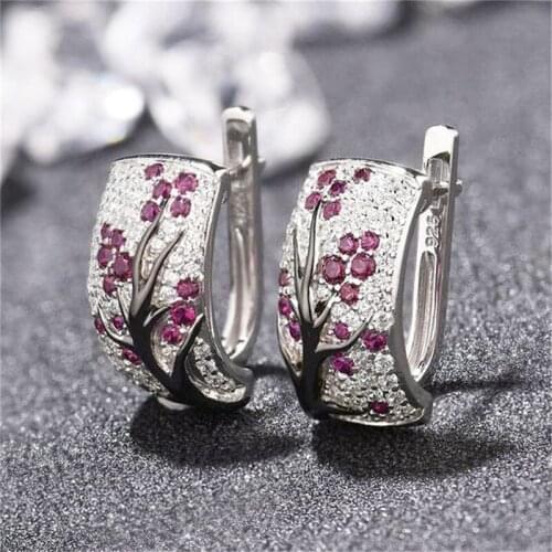 Plum Blossom Earrings Women Statement Earring Girl Party Simple Circle Earrings Jewelry Crystal Small Hoop Earrings For Women