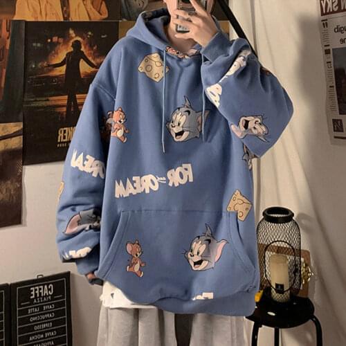 Winter Women Hoodie Kawaii Anime Cartoon Printed Oversized hooded sweatshirt women loose korean Harajuku Style Streetwear women