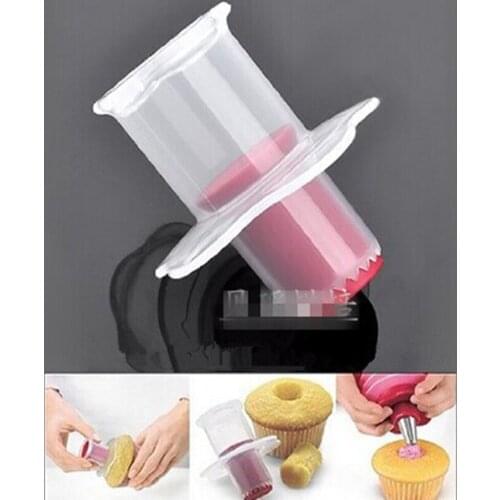 1pc Cupcake Corer Tools Muffin Cake Pastry Corer Plunger Cutter Decorating Plastic Cake Digging Holes Divider Model Cupcake Fill