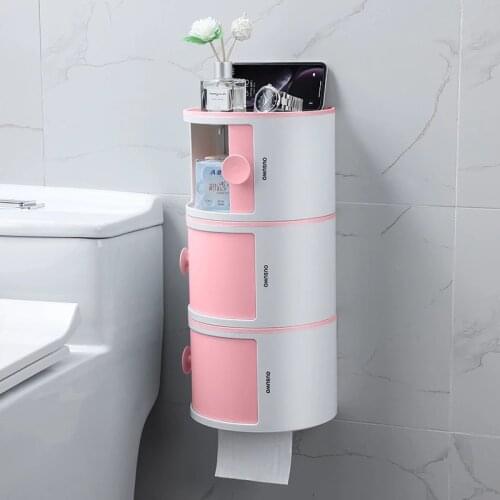 1PC Multifunctional Toilet Paper Holder Rack Waterproof Wall-Mounted Toilet Tissue Box Roll Paper Storage Box Bathroom Accessori