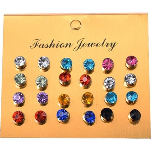 12pairs/set 12 Colors Birthstone Stud Earrings For Women Brief Statement Earrings Birthday Gift Jewelry