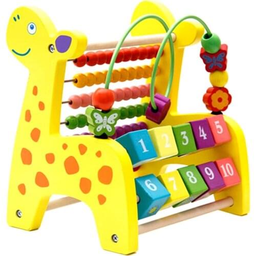 3 in 1 Wooden Development Toy Abacus Rolling Blocks Beads Labyrinth Xylophone Early Learning Educational Toys for Children Kids