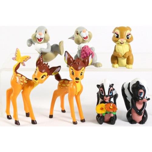 7pcs/set Bambi Deer PVC Figure Model Toys Dolls Children Toys Class Toys Christmas Gifts