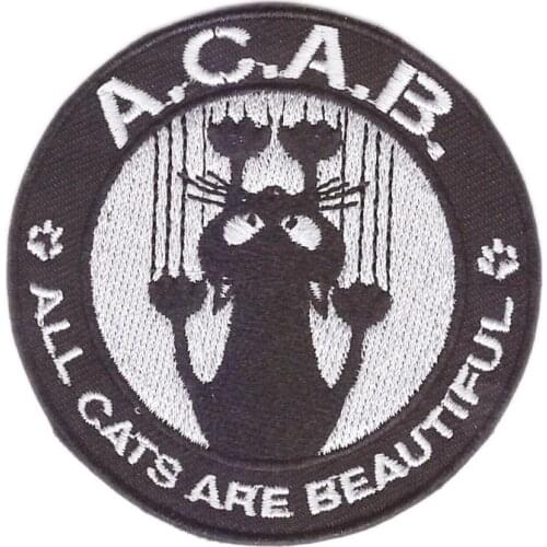 A.C.A.B Cartoon cat patch decorative Decal affixed cloth denim pants repair subsidies patches scrapbooking applique OUTLET STORE
