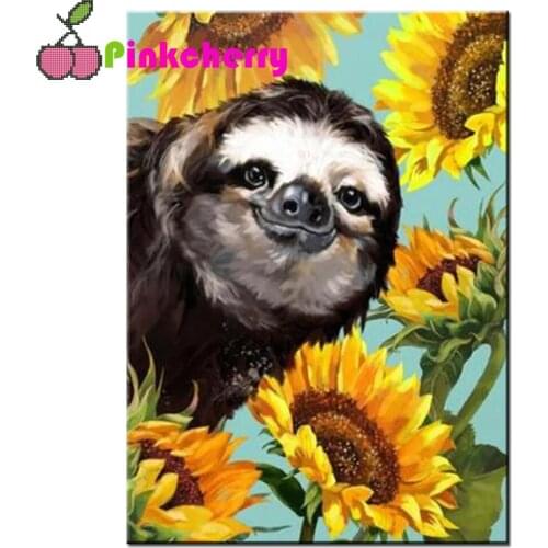 Full Square Round Drill 5D DIY Diamond Painting Sloth Sunflower 3D Embroidery Cross Stitch Animal Home Decor Handicraft k1122