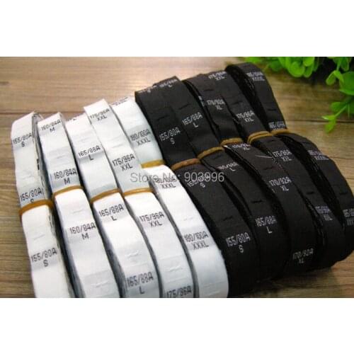 Free shipping woven cloth/GARMENT size lable,Wholesale woven SIZE LABEL for clothing white background black letters,1000pCS/LOT