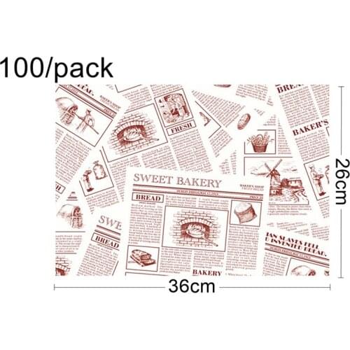 Free Shipping - Party Catering Supplies, Cheese French Fry Wax Take Out Bakery Text Print Kraft Paper Food Wrap, 100/Pack