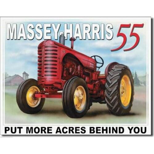 Large Massey Harris 55 Tractor Farm Machinery Metal Tin Sign