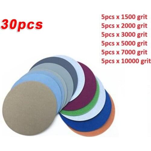 25pcs 2Inch Hook and Loop Disc waterproof Sandpaper Wet/Dry Grinding Polishing Sanding Disc 1500 2000 3000 5000 7000 10000