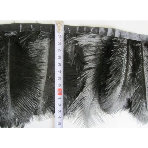 Long Ostrich Feather fringes 15-20cm/6-8 10 Yards Black Ostrich feather Trims on Satin Header Single pc Ostrich feather fringes