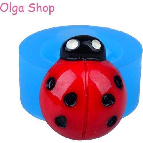 DYL424 25.3mm Ladybird Silicone Push Mold - Insect Mold Fondant, Cupcake Toppers, Candy, Resin Jewelry, Chocolate, Gum Paste Wax