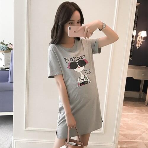 Pregnant womens T-shirt Summer medium-length short-sleeved Top fashion cotton loose-bottomed summer shirts pregnancy costume