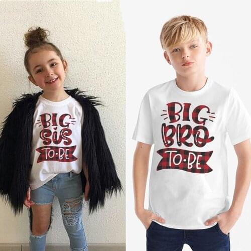 2021 Big Bro/sis To Be Anouncement Tshirt Boys Girls Short Sleeve T-shirt Short Sleeve Brothers Sisters Family Matching Tops Tee