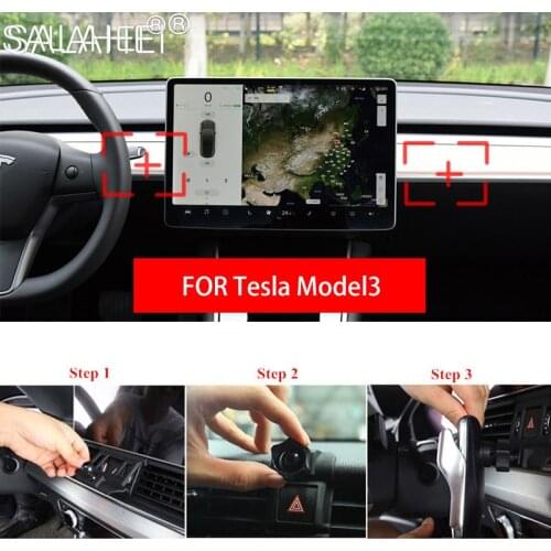 Hot Sale Car Phone Holder Bracket For Tesla Model 3 Air Vent Mount No Magnetic Mobile Phone Holder GPS Stand Support Accessories