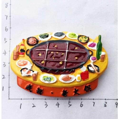Sichuan Chengdu Hot Pot Travel Souvenirs Fridge Magnets Resin Refrigerator Magnetic Sticker Decor imanes para refrigerador Gift