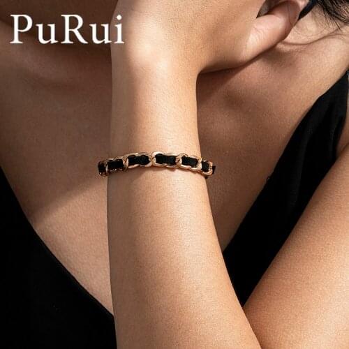 Classic Black & White Link Chain Bracelet Gold Color Metal Bracelets Pulseras Mujer Couple Bracelet 2020 Jewelry Girl Beach Gift