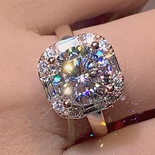 18K AU750 Rose Gold Women Ring Moissanite Diamonds 1 2 3 4 5 Carat Round Square Wedding Party Engagement Anniversary Ring