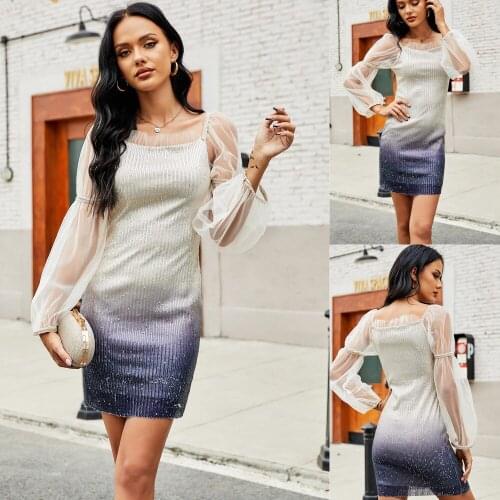 2021 Slim Gradient Ramp Long Sleeve Autumn Winter Homecoming Dresses Quinceanera Party Prom Vestido Frock for Girl Daily Ritual