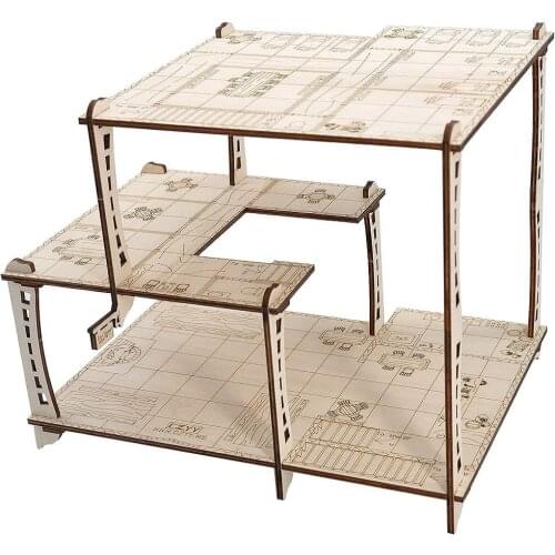 D&D Tavern Terrain Wood Laser Cut 3-Level Fantasy Inn Battle Map with 1" Grid for Dungeons and Dragons and Other Tabletop RPG