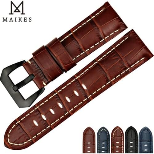 MAIKES Good quality watchband 22mm 24mm 26mm genuine leather watch strap band brown watch accessories watch bracelet belt
