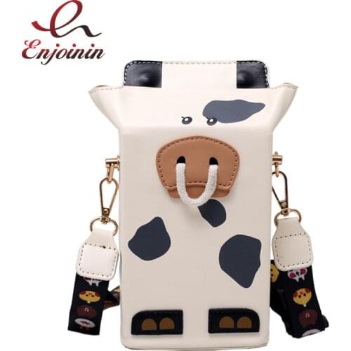 Cute Milk Box Carton Shape Shoulder Crossbody Bag Cute Purses and Handbags for Women Cow Pattern Clutch Fashion Novelty Bags