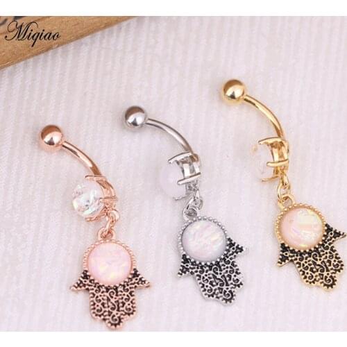 Miqiao 1 Pcs Body Piercing Jewelry Stainless Steel Buddha Palm Buddha Hand Palm Navel Nail Navel Ring Hot Selling