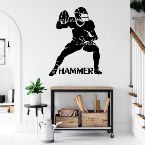 Cartoon Custom Name Football Wall Decal Living Room Removable Mural For Kids Rooms Decoration Wall Art MURAL Drop Shipping
