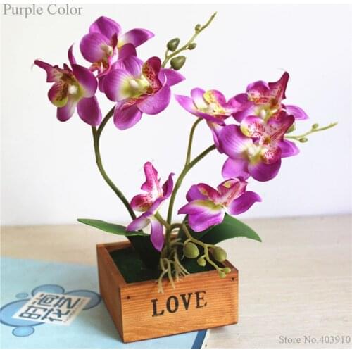 Real touch Artificial Butterfly Orchid flower Bonsai Silk Plastic Moth Phalaenopsis for Wedding Home Decoration Fake Flowers Pot