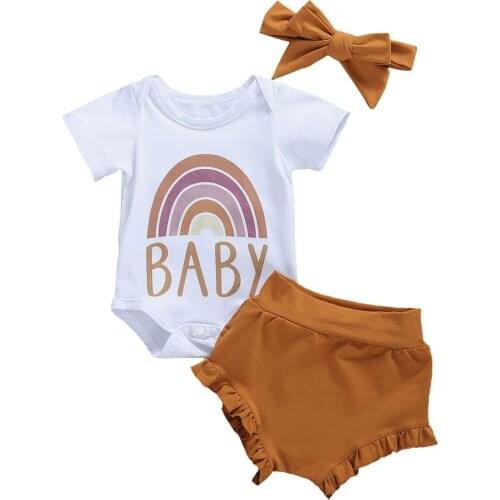Toddler Newborn Baby Girls Boys Clothes Sets Rainbow Romper Shorts Summer Short Sleeve Baby Jumpsuit Childrens Clothing 0-18M