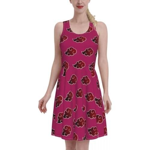 Akatsuki (15) Women Dress Summer 2021 Sexy O Neck anime cloud R340 Print Beach Dress Sleeveless Sundress Robe