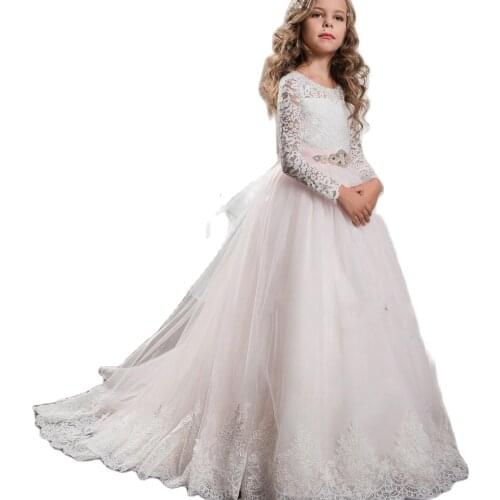 Princess Long Sleeved Beautiful Pageant Dress Special Ocassion Dress for 2 4 5 6 7 8 9 10 11 12 14 Years