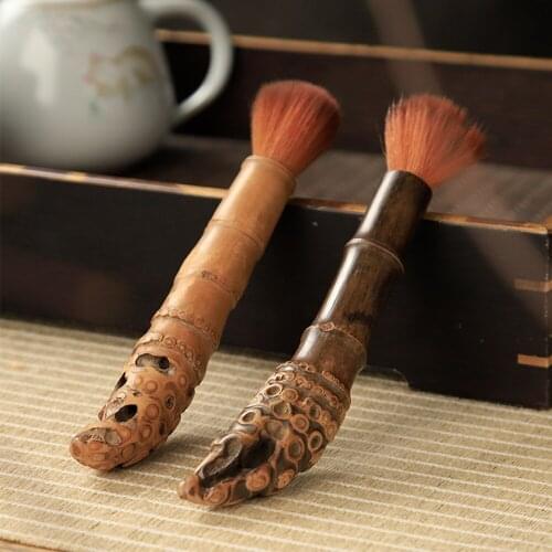 Durable Natural Bamboo Tea Brush For Tea Tray Teacup Teapot Chinse Retro Style No Shed Hair Soft Brush Handmade Tea Accessories