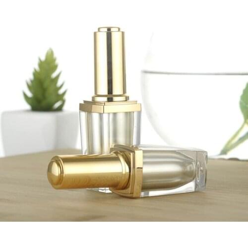 Nail Gel Polish Bottle Empty with A Lid Brush Nails Art Cosmetic Packaging 10ml Gold Acrylic Nail Glue Bottles 100pcs/lot