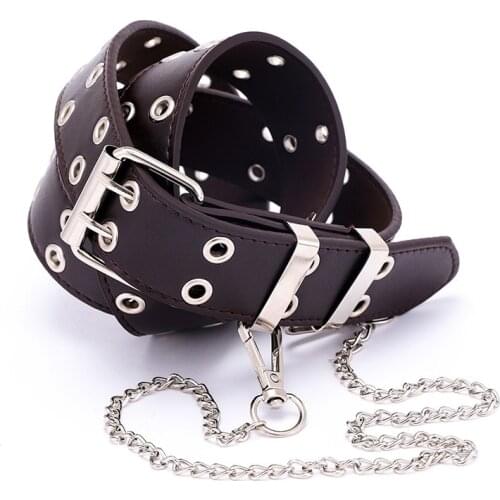 Luxury Brand Women Punk Chain Belt For Women Black Pink White Double Hole Eyelet Grommet Leather Buckle Waist Belts Female