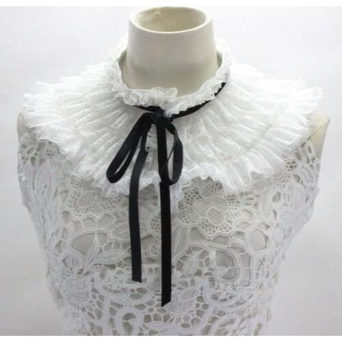 Detachable Collars Lapel False chiffon bead Wooden Collier Femme necklace Women Tie Crystal Sewing Detachable Collar Vintage