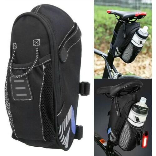 Bicycle Seatpost Bag Black Canvas Bike Saddle Bag Water Bottle Bag Under Seat Tail Rear Pannier Bike Bag Bicycle Accessories