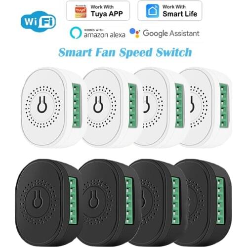 1-8PCS Tuya Mini Smart Switch Ceiling Fan Speed Switch 3-Way Control Smart Life APP Timer Automation Work with Alexa Google Home