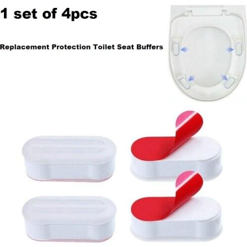 4 Pieces Universal Toilet Seat Bumper Protection Pads Bathroom Accessories Replacement Bumpers with Strong Adhesive