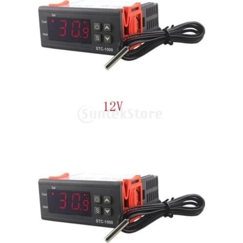 2 PIeces Digital Temperature Controller Outlet Thermostat, 2-stage, w/ Sensor