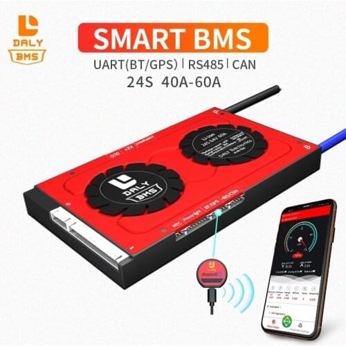 Daly 3.7V 18650 smart BMS 24S 84V 40A 60A Li-ion Lithium Protection Board balance Bluetooth APP PC software RS485