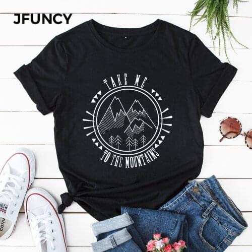 JFUNCY Women Tshirt New Printting Cotton T-shits Female Tops Womens Tee Short Sleeve Woman T Shirt