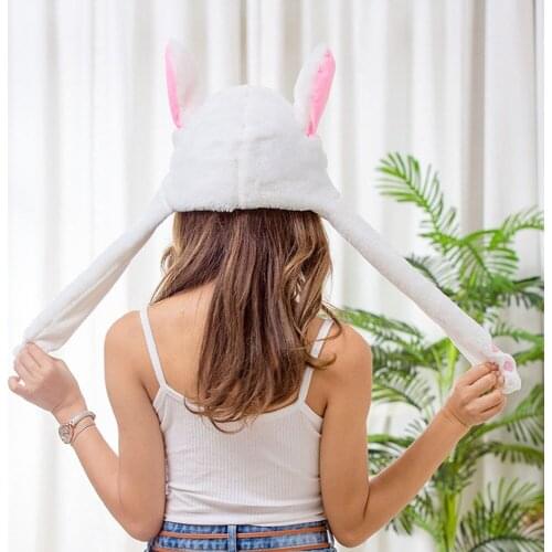 Women Hats Hot Cute Rabbit Hat Shake Move Ears Animal Plush Hats Ear Will Move When You Hold The Leg Funny Plush Hats
