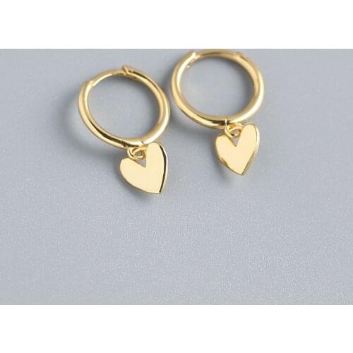 925 Sterling Silver Love Heart Hoop Earrings for Women Smooth French Gold Silver Earrings Jewelry 2021 New