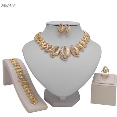 Fani Dubai Gold Color Saudi Jewelry Sets Nigerian Wedding African Beads Jewelry Set Wholesale Bracelet Earring Ring Jewelry Set