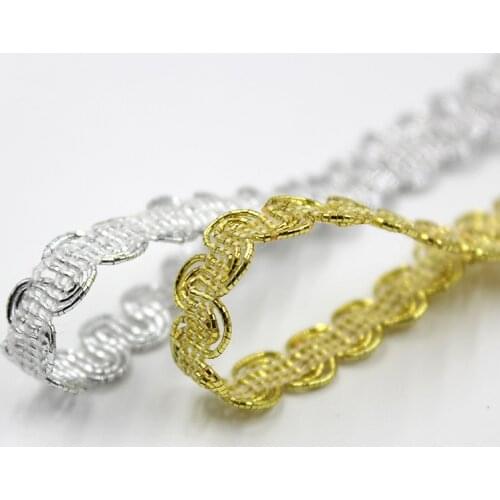 10Yards Gold Silver 8MM Braided Ribbon Quality Lace Tape for Dance Dress Hats Decoration DIY Sewing Apparel Edge Wrapping Fabric