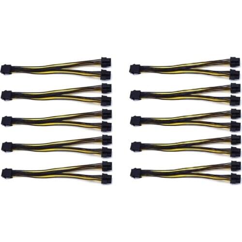 10Pcs 8 Pin PCIE to Dual PCIE 8 (6+2) Pin Power Cable Motherboard Graphics Card PCI-E GPU Power Splitter GPU Power Cable