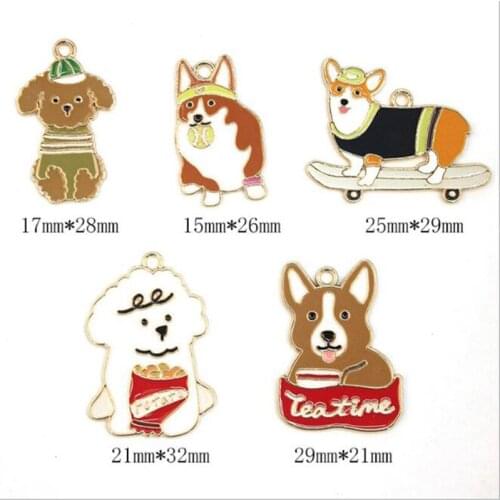 10PCS/LOT DIY Fashion cartoon Welsh Corgi pendant bag charm ladies handbag pendant key ring men car key chain fashion gift