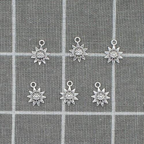 15pcs 13mm Ancient Silver Color Sun Charms Connection Pendant For Jewelry Making DIY Metal necklace Crafts X1815