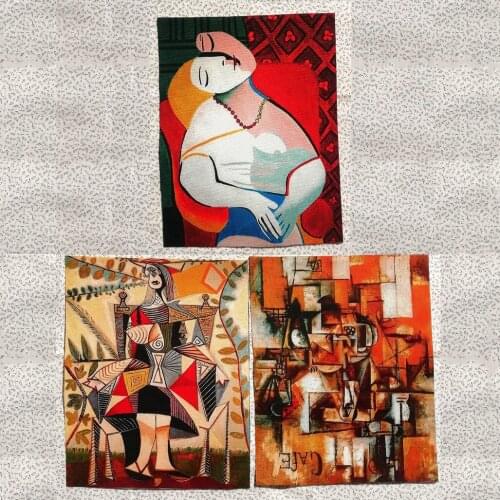 20*25cm Picasso Oil Painting Cotton Canvas Fabric For Sewing Decoration Decorative Painting World Famous Painting Dyeing Cloth